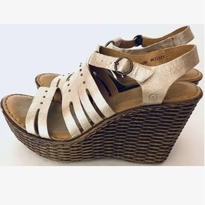 Born Gold leather Wedge Sandal